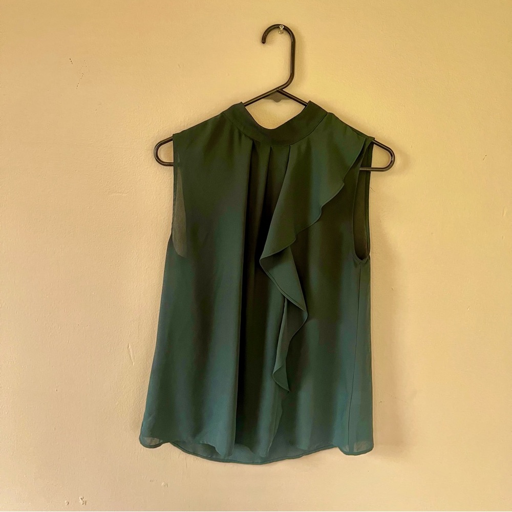 Emerald Green Sleeveless Top, High Neck